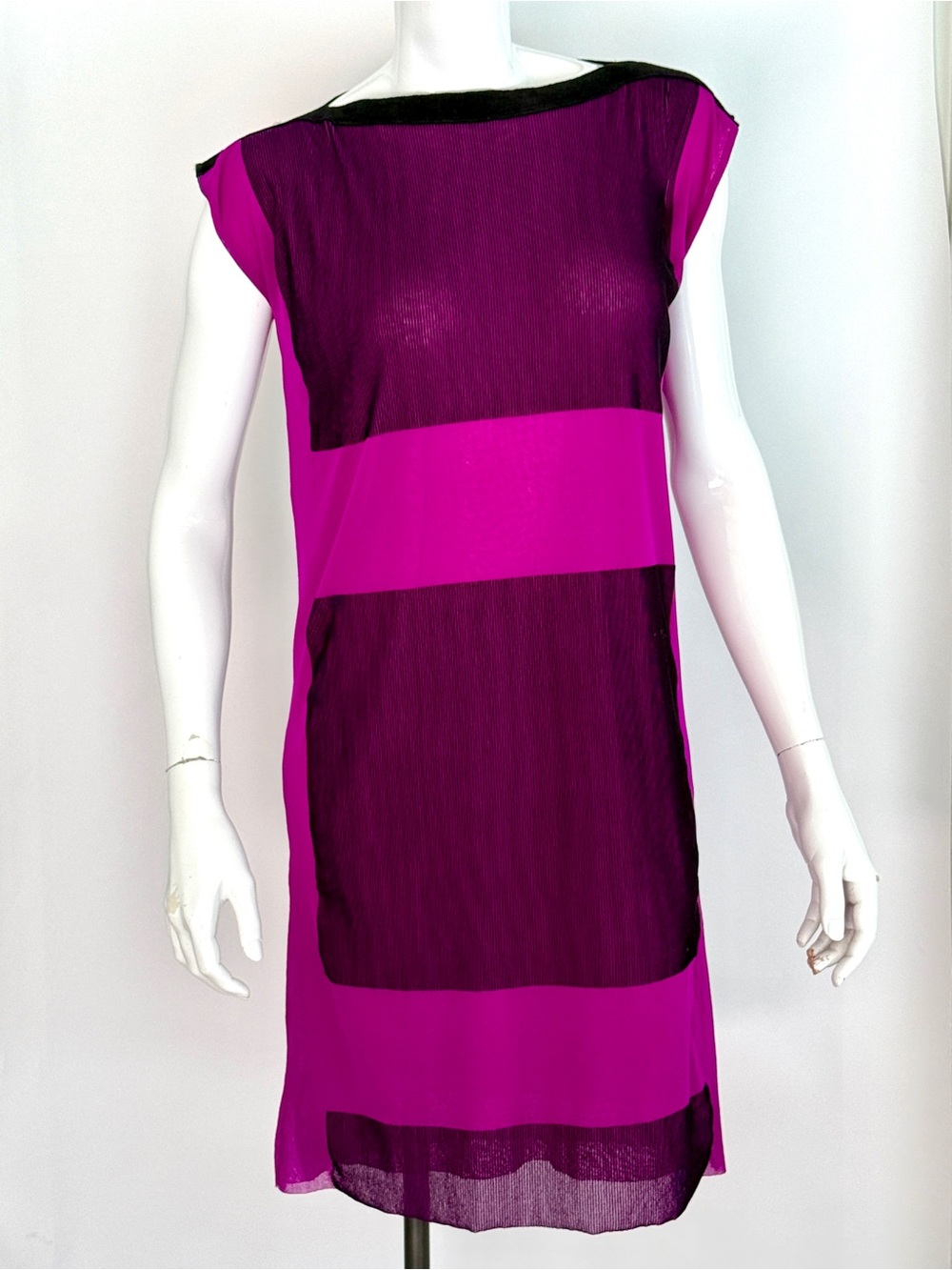 RARE Vintage Jean Paul Gaultier Soleil Mesh Flocked Velvet Striped Dress M